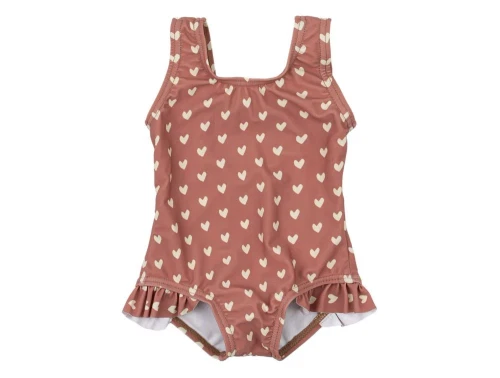 Mørk rosa badedragt med flæser fra Petit Piao PP415